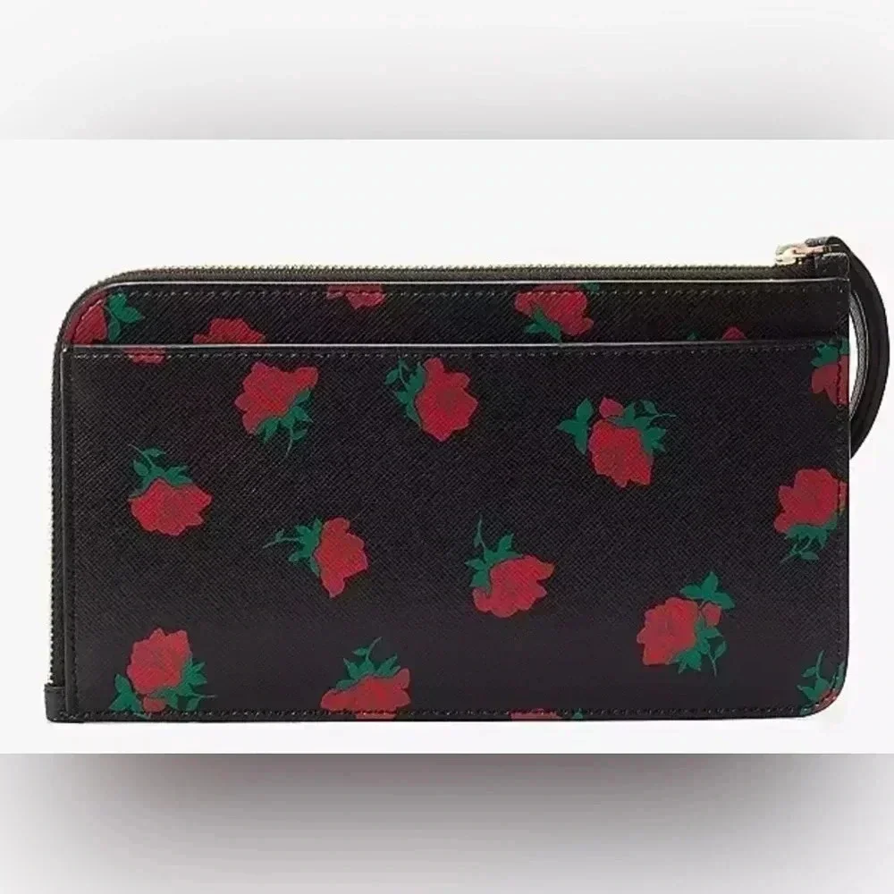 Kate Spade NWT Lucy Medium L-Zip Wristlet COLOR: Black Multi
